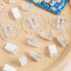 10pcs Mini Transparent Adhesive Clip Acrylic Spring Clip File Document Small