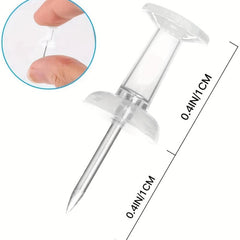 100 Pack Clear Plastic Head Push Pins Tacks for Wall Map Corkboard