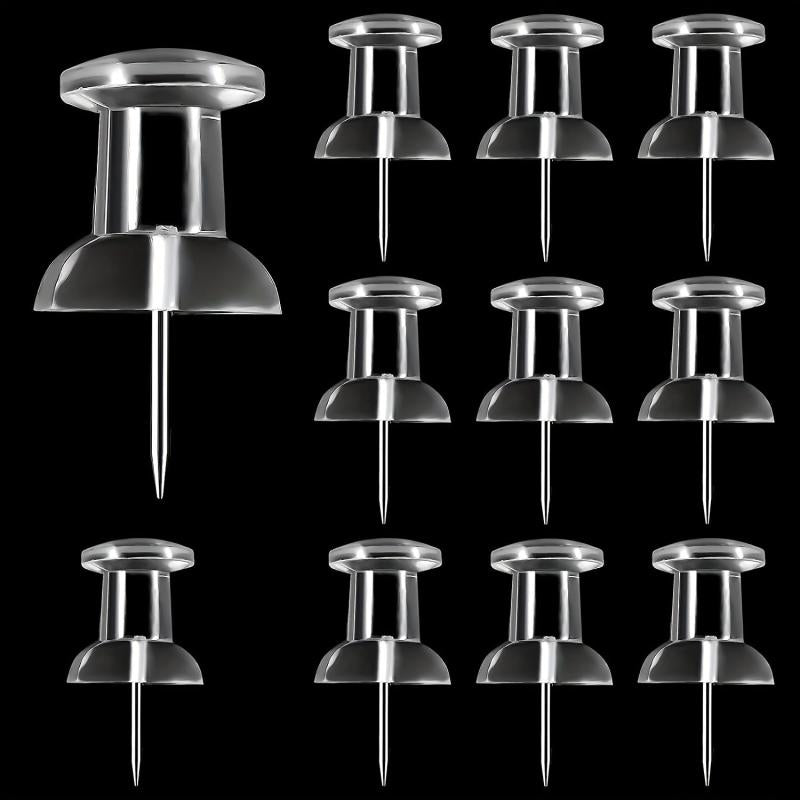 100 Pack Clear Plastic Head Push Pins Tacks for Wall Map Corkboard