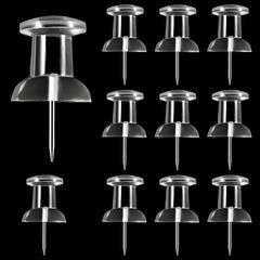 100 Pack Clear Plastic Head Push Pins Tacks for Wall Map Corkboard