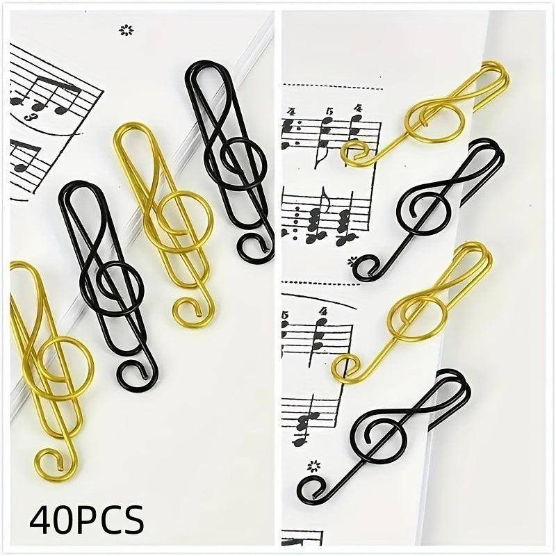 40-Piece Music Note Metal Paper Clips for Arts and Crafts - Golden