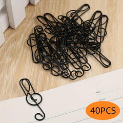 40-Piece Music Note Metal Paper Clips for Arts and Crafts - Golden