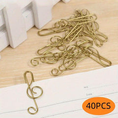 40-Piece Music Note Metal Paper Clips for Arts and Crafts - Golden