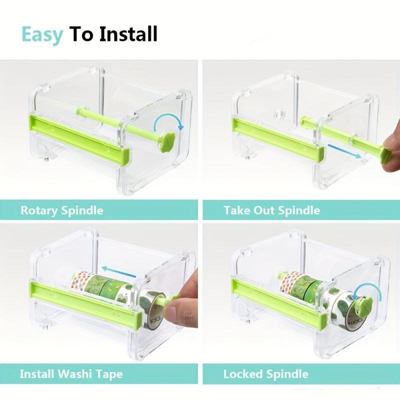 2pcs Transparent Desktop Washi Masking Tape Storage Dispenser