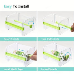 2pcs Transparent Desktop Washi Masking Tape Storage Dispenser