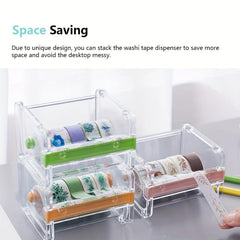 2pcs Transparent Desktop Washi Masking Tape Storage Dispenser