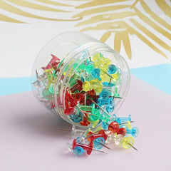 Coloured Large Pins 100 Pcs With Plastic Storage Box - Home & Office Use