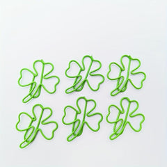 10pcs Green Shamrock Clover Shaped Paper Clips for Home Office & School Use