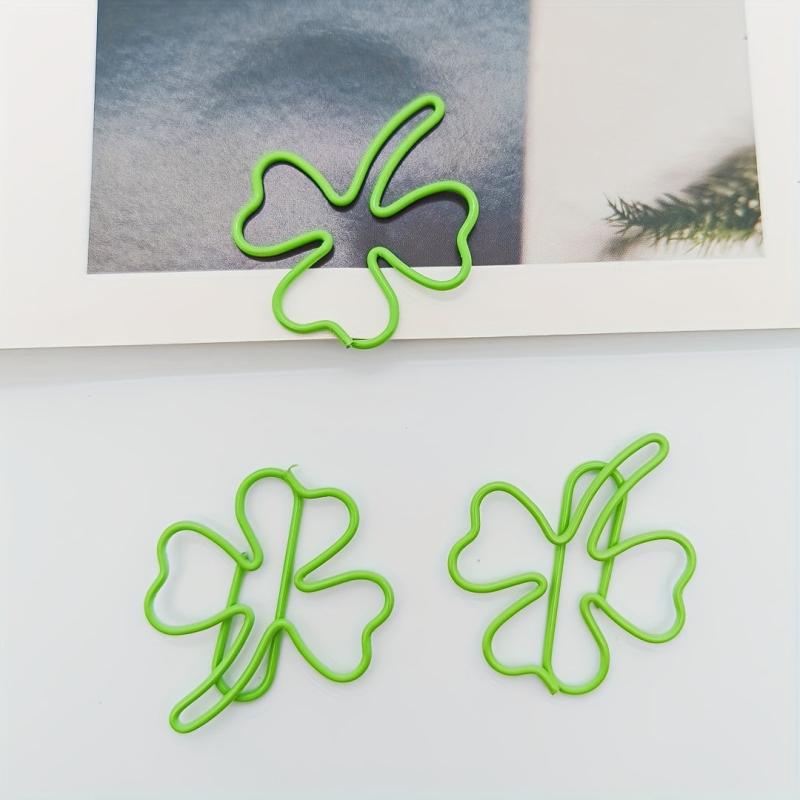 10pcs Green Shamrock Clover Shaped Paper Clips for Home Office & School Use