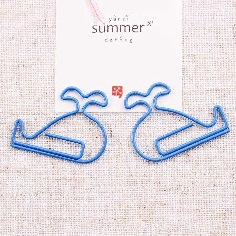 10pcs Small Whales Paper Shaped Clips Bookmarks Pins
