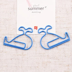10pcs Small Whales Paper Shaped Clips Bookmarks Pins
