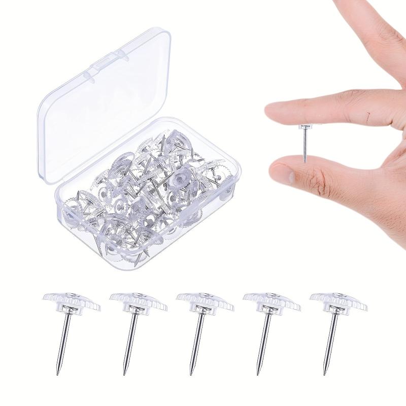 100pcs Clear Plastic Push Pins for Cork Board Wall - Transparent Thumb Tacks