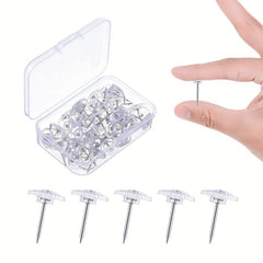 100pcs Clear Plastic Push Pins for Cork Board Wall - Transparent Thumb Tacks