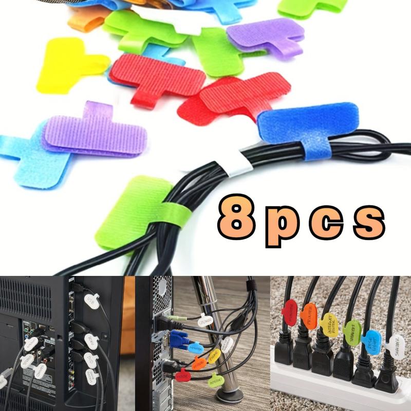 8 Pack Hook And Loop Stickers for Cable Network Classification