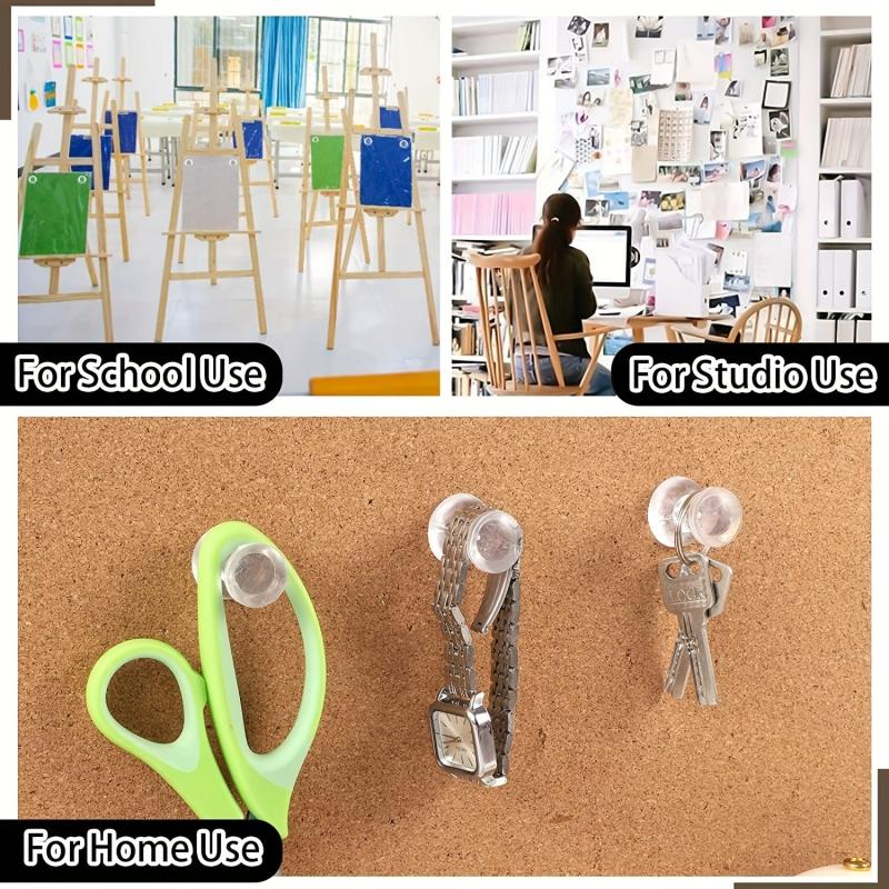 200 Clear Plastic Head Steel Point Push Pins for Wall Corkboard