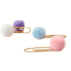 6pcs Hairball Rose Clip Set, Office Stationery Set