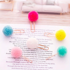 6pcs Hairball Rose Clip Set, Office Stationery Set