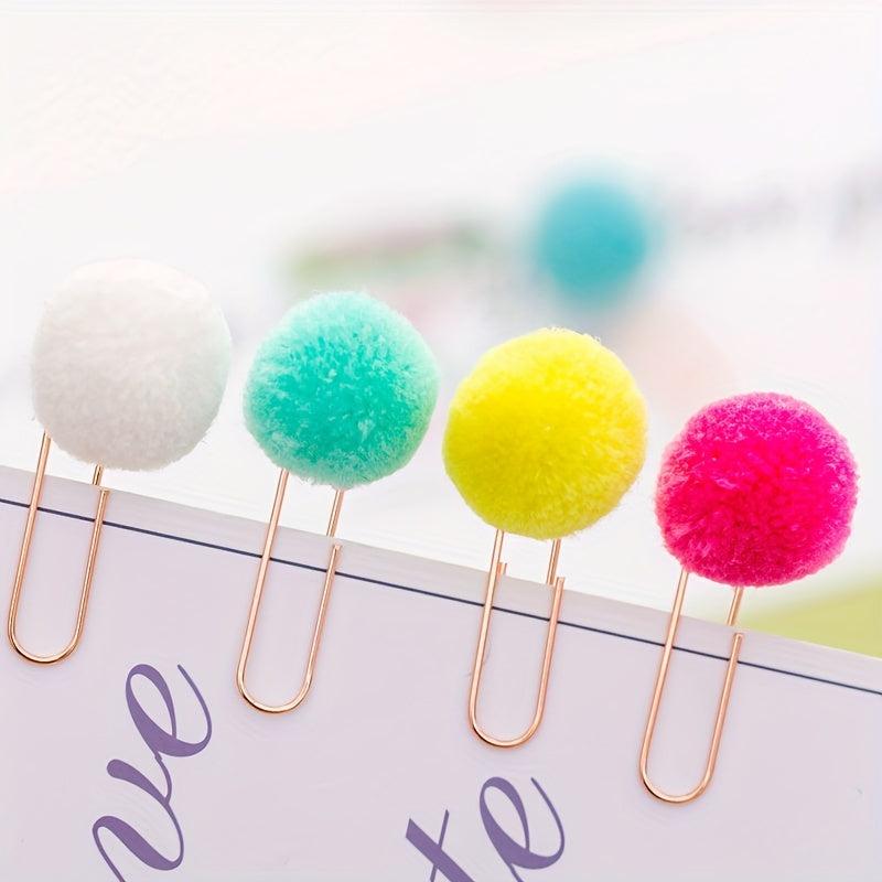 6pcs Hairball Rose Clip Set, Office Stationery Set