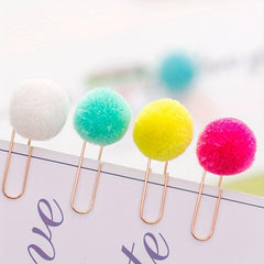6pcs Hairball Rose Clip Set, Office Stationery Set