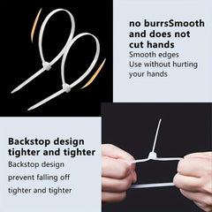 500pcs Cable Ties - Multi-Purpose Nylon Zip Ties for Home and Office