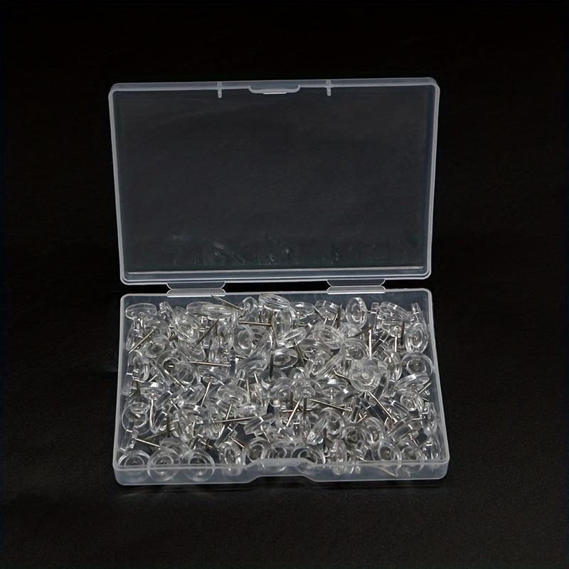 100pcs Boxed Transparent Round Thumb Tack for Home Office