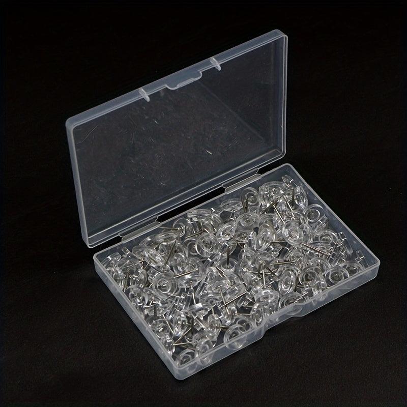 100pcs Boxed Transparent Round Thumb Tack for Home Office