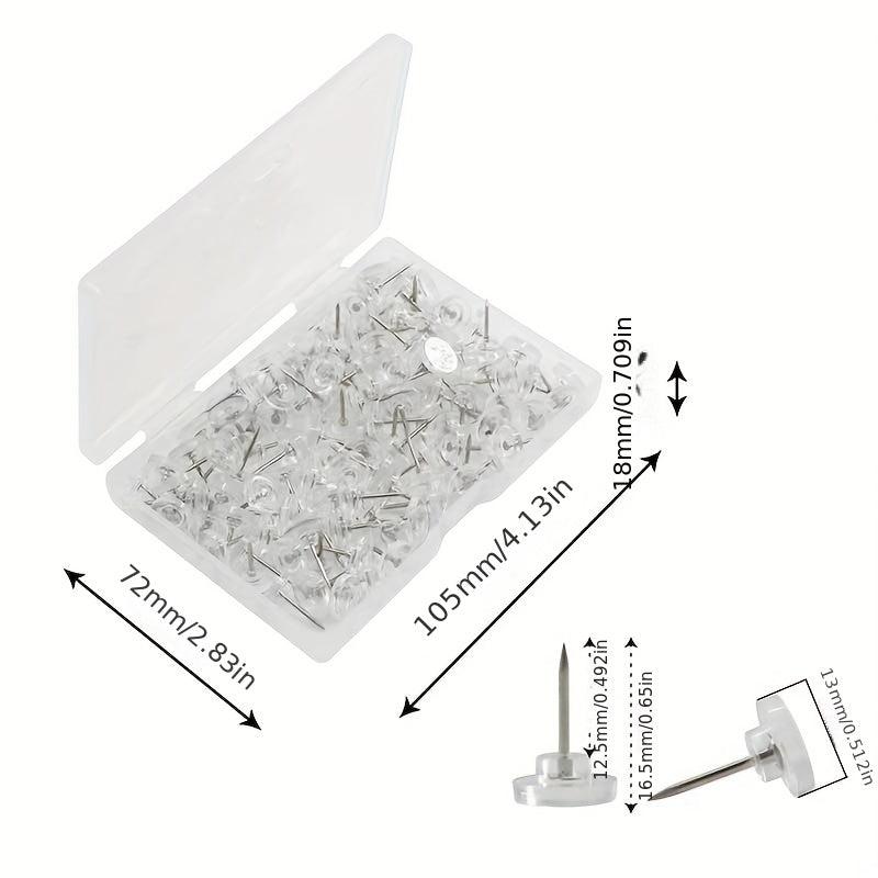 100pcs Boxed Transparent Round Thumb Tack for Home Office