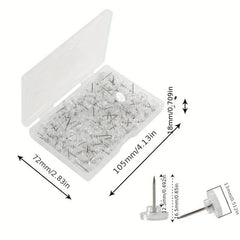 100pcs Boxed Transparent Round Thumb Tack for Home Office