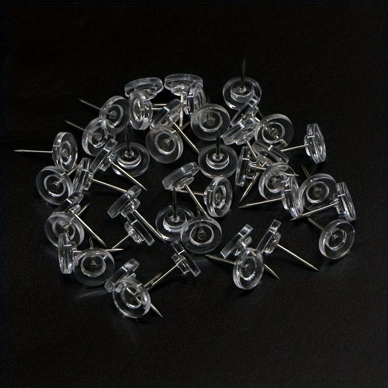 100pcs Boxed Transparent Round Thumb Tack for Home Office