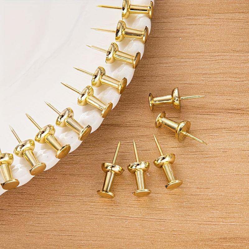 100pcs Golden Push Pins Standard Plastic Head Steel Point