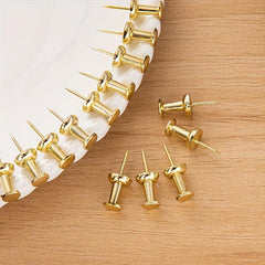 100pcs Golden Push Pins Standard Plastic Head Steel Point