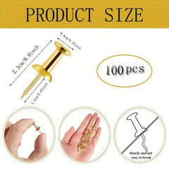 100pcs Golden Push Pins Standard Plastic Head Steel Point