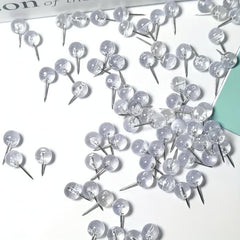 100pcs Clear Push Pins Round Head Map Thumb Tacks