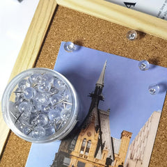 100pcs Clear Push Pins Round Head Map Thumb Tacks