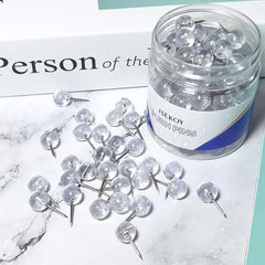100pcs Clear Push Pins Round Head Map Thumb Tacks
