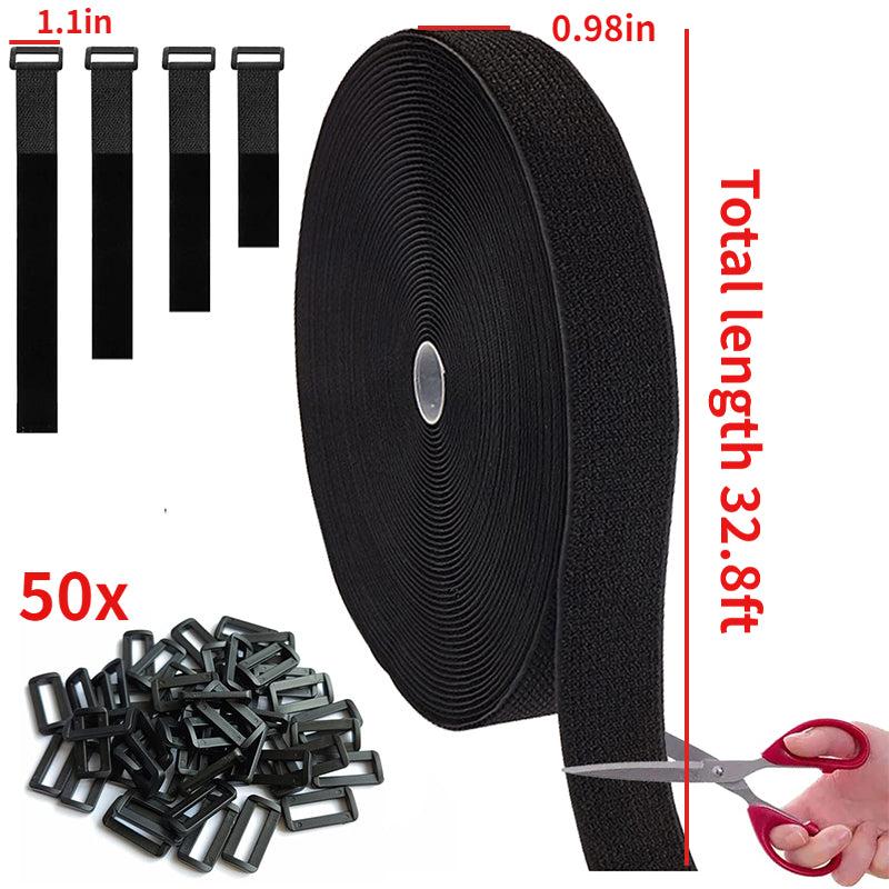 8ft Reusable Nylon Hook Loop Fastening Cable Tape with Buckle