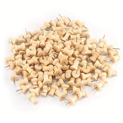 100 Wood Push Pins Wooden Thumb Tacks for Cork Boards Map Photos Calendar