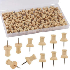 100 Wood Push Pins Wooden Thumb Tacks for Cork Boards Map Photos Calendar