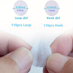 Self Adhesive Dots 220pcs 0.59in Hook and Loop Tape Set Waterproof