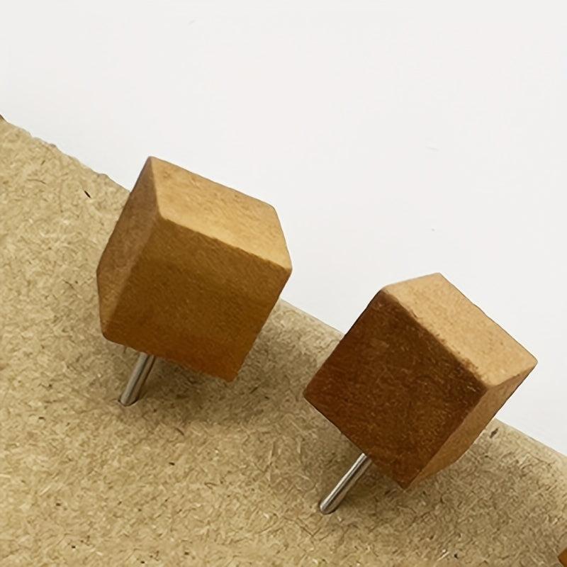 50 Pcs Square Wooden Push Pins Wood Thumb Tacks Decorative for Bulletin Boards