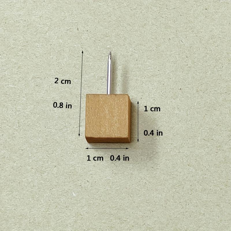 50 Pcs Square Wooden Push Pins Wood Thumb Tacks Decorative for Bulletin Boards
