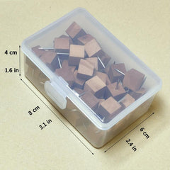 50 Pcs Square Wooden Push Pins Wood Thumb Tacks Decorative for Bulletin Boards