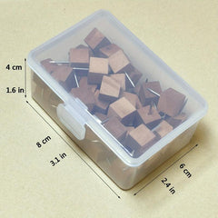 50 Pcs Square Wooden Push Pins Wood Thumb Tacks Decorative for Bulletin Boards