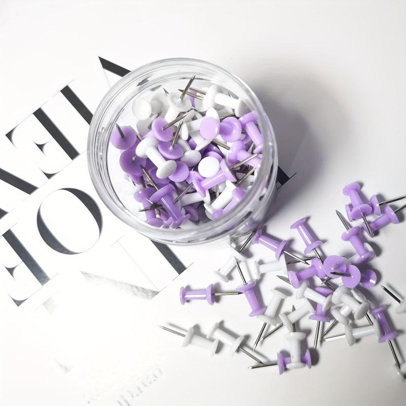 100pcs Purple Push Pins Bulletin Board Thumb Tacks Wall Corkboard Map Calendar