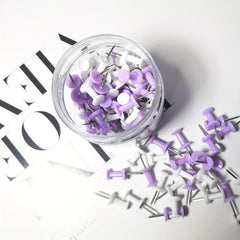 100pcs Purple Push Pins Bulletin Board Thumb Tacks Wall Corkboard Map Calendar