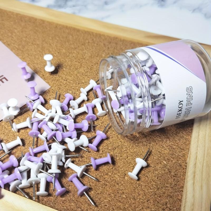 100pcs Purple Push Pins Bulletin Board Thumb Tacks Wall Corkboard Map Calendar