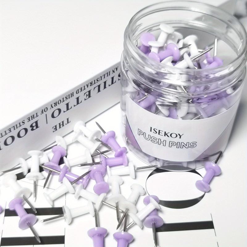 100pcs Purple Push Pins Bulletin Board Thumb Tacks Wall Corkboard Map Calendar