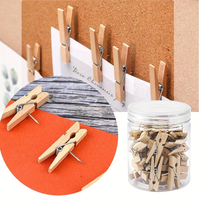 30pcs Wooden Push Pins Decorative Pushpins Tacks Thumbtacks for Cork Board