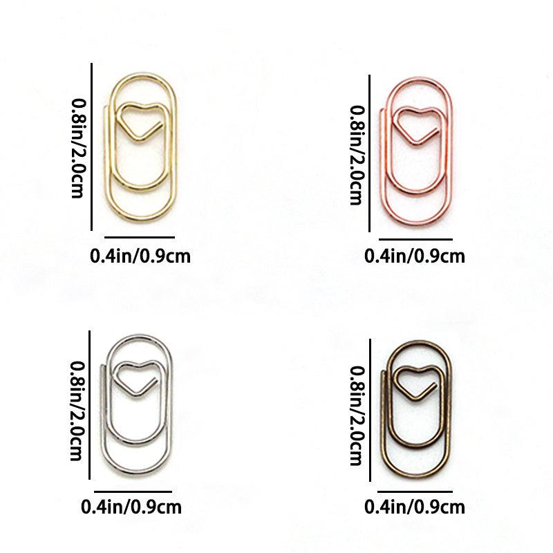 30pcs Heart Paper Clips Small Mini Paperclips Smooth Finish Tiny Clips For Paper