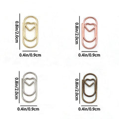 30pcs Heart Paper Clips Small Mini Paperclips Smooth Finish Tiny Clips For Paper